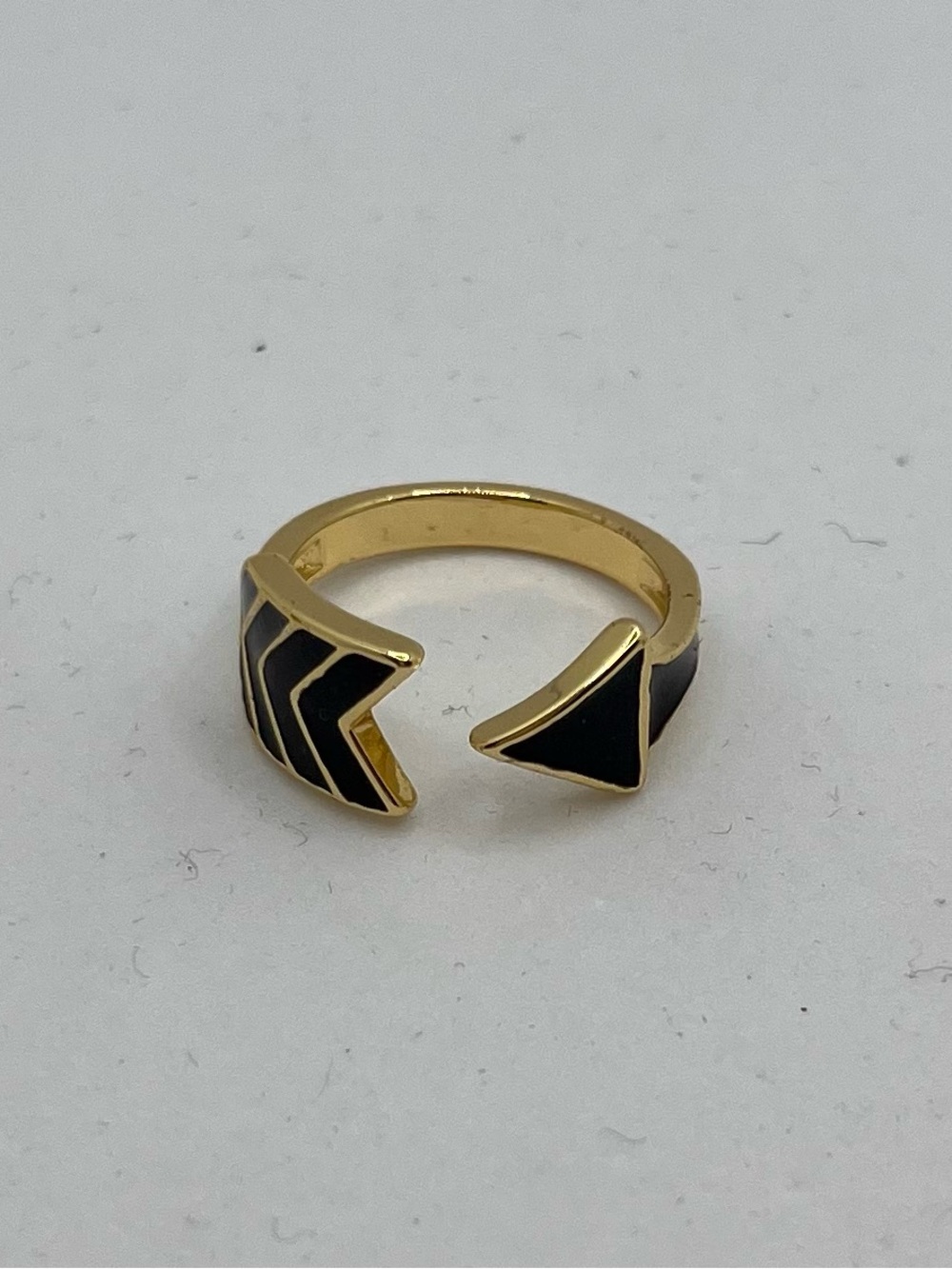 Gold and Black Open Arrow Ring